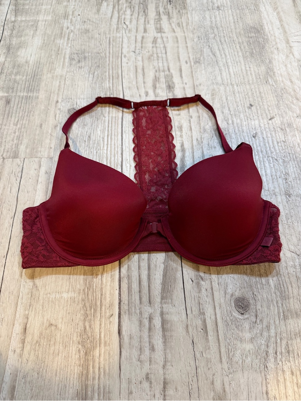 Victoria's Secret Racerback Lace T-Shirt Bra - Burgundy